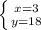 \left \{ {{x=3} \atop {y=18}} \right.