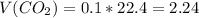 V(CO_2) = 0.1 * 22.4 = 2.24