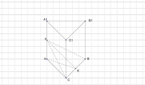 Дана правильная треугольная призма abca1b1c1. ab 2 . угол между плоскостью abc и плоскостью bcf равн