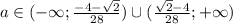 a\in(-\infty; \frac{-4- \sqrt{2} }{28} )\cup( \frac{ \sqrt{2}-4 }{28} ;+\infty)