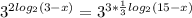 3^{ 2log_{2}(3-x) }= 3^{3* \frac{1}{3} log_{2} (15-x)}