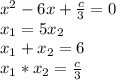 x^2-6x+ \frac{c}{3} =0 \\ x_1=5x_2 \\ x_1+x_2=6 \\ x_1*x_2= \frac{c}{3}