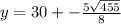 y = 30 +- \frac{5\sqrt{455}}{8}