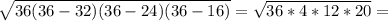 \sqrt{36(36-32)(36-24)(36-16)}= \sqrt{36*4*12*20}=