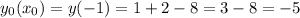 y_{0}(x_{0})=y(-1)=1+2-8=3-8=-5