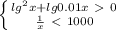 \left \{ {{lg^2x+lg0.01x\ \textgreater \ 0} \atop { \frac{1}{x}\ \textless \ 1000 }} \right.