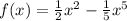 f(x)= \frac{1}{2} x^2- \frac{1}{5} x^5