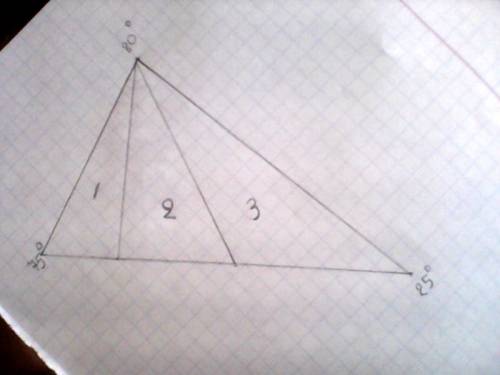 Два угла треугольника равны 75 и 25 градусов. найдите угол между высотой и биссектрисой , проведённы