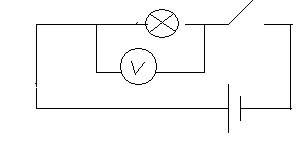 Нарисовать цепь: 1 в. из источника тока, ключа, лампы и вольтметра 2 в. из источника тока, ключа, и