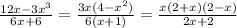 \frac{12x-3x^{3} }{6x+6} = \frac{3x(4-x^{2}) }{6(x+1)}= \frac{x(2+x)(2-x)}{2x+2}