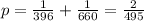 p=\frac{1}{396}+\frac{1}{660}=\frac{2}{495}