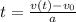 t=\frac{v(t)-v_0}{a}