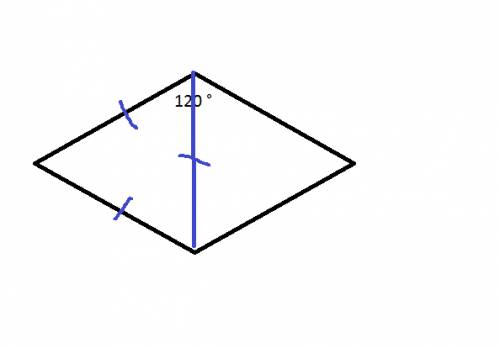 Один из углов параллелограмма равен 120 градусов, а диагональ исходящая из вершины этого угла 5 см.