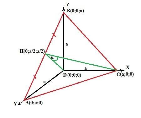 объясните! в пирамиде dabc ребра da,db и dc взаимно перпендикулярны и равны a. используя векторы, на
