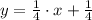 y= \frac{1}{4} \cdot x+\frac{1}{4}