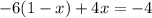 -6(1-x)+4x=-4