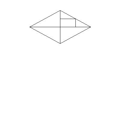 Изобразите ромб с перпендикулярами опущенными из середины одной из сторон на его диагонали