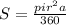 S = \frac{pi r^2 a }{360}