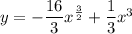 y = -\dfrac{16}{3} x^{\frac{3}{2}} + \dfrac{1}{3} x^3