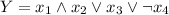 Y=x_1\land x_2\lor x_3\lor\lnot x_4