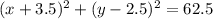 (x+3.5)^2+(y-2.5)^2=62.5