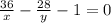 \frac{36}{x}-\frac{28}{y}-1=0