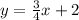 y= \frac{3}{4}x+2