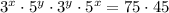 3^{x}\cdot 5^{y}\cdot 3^{y}\cdot 5^{x}=75\cdot 45