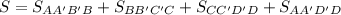 S=S_{AA'B'B}+S_{BB'C'C}+S_{CC'D'D}+S_{AA'D'D}