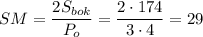 SM=\dfrac{2S_{bok}}{P_o}=\dfrac{2\cdot 174}{3\cdot 4}=29