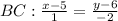 BC: \frac{x-5}{1} = \frac{y-6}{-2}