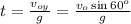 t = \frac{ v_{oy} }{g} = \frac{ v_o \sin{60^o} }{g}