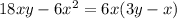 18xy-6x^2=6x(3y-x)