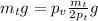 m_tg=p_v \frac{m_t}{2p_t}g