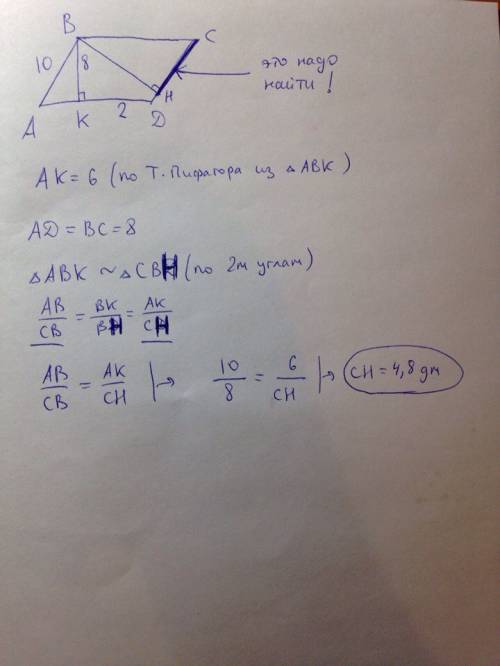 Умоляю решите через вершину в тупого угла параллелограмма авсd проведена высота вк к стороне ad. изв