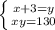 \left \{ {{x+3=y} \atop {x y=130}} \right.