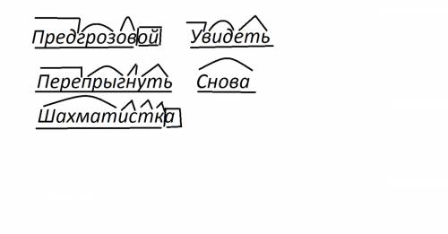 Разберите по составу: предгрозовой, увидеть, перепрыгнуть, снова, шахматистка