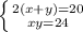 \left \{ {{2(x+y)=20} \atop {xy=24}} \right.