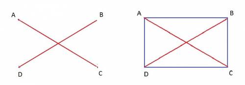 Изобрази прямоугольник если на чертеже даны его диагонали
