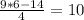 \frac{9*6-14}{4}=10