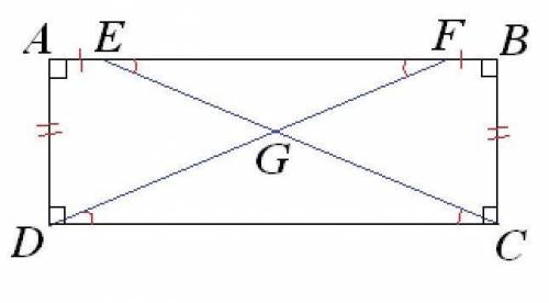 Кому не трудно.дано: abcd - прямоугольникae=bfдоказать: а) dg=gcб) gf=ge​