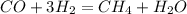 CO+3H_2=CH_4+H_2O