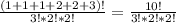 \frac{(1 + 1 + 1 + 2 + 2 + 3)!}{3!*2!*2!} = \frac{10!}{3!*2!*2!}