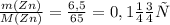 \frac{m(Zn)}{M(Zn)} = \frac{6,5}{65}=0,1 моль