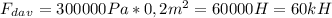 F_d_a_v=300000Pa*0,2m^2=60000H=60kH