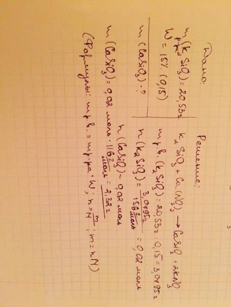 Краствору силиката калия массой 20,53 г и массовой долей 15% прилили избыток раствора нитрата кальци