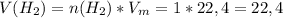 V(H_2)=n(H_2)*V_m=1*22,4=22,4