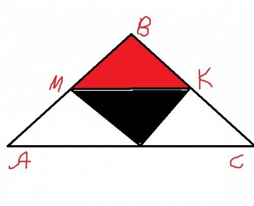 Периметр треугольника авс равен 54 см. найдите периметр треугольника мвк, образованного средними лин