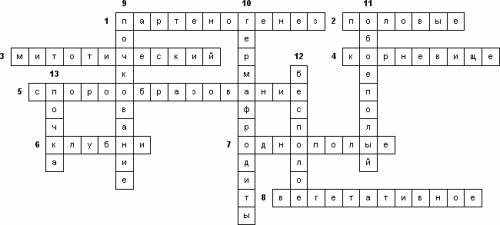 Составить кроссворд на тему половое размножение организмов