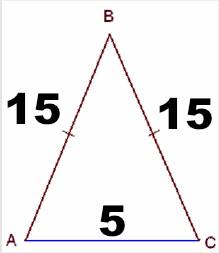 Существует ли треугольник abc если : а) ab = bc = 5 см ac = 15 см б) ab=bc = 15 см ac = 5 см обоснуй